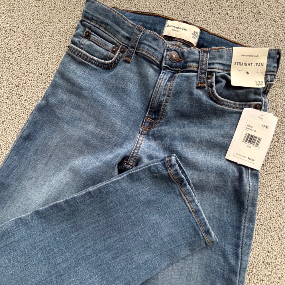 Abercrombie Kids Straight Jeans Boys 9/10 Blue NWT Classic Casual Preppy